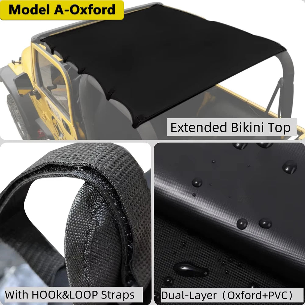 Soft Roof Top Cover Car Extented Bikini Top for Jeep Wrangler TJ 1997-2006 Car Sunshade Anti UV Insulation Exterior Accessories