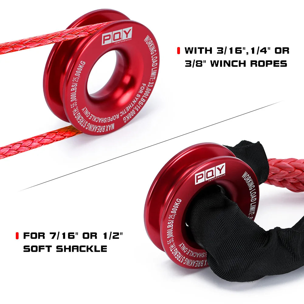 55000lbs Winch Rope Synthetic Soft Shackle or Recovery Ring Set Rugged Shackles W/ Protective Sleeve for Truck Vehicle Recovery