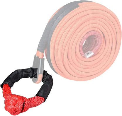 55000lbs Winch Rope Synthetic Soft Shackle or Recovery Ring Set Rugged Shackles W/ Protective Sleeve for Truck Vehicle Recovery