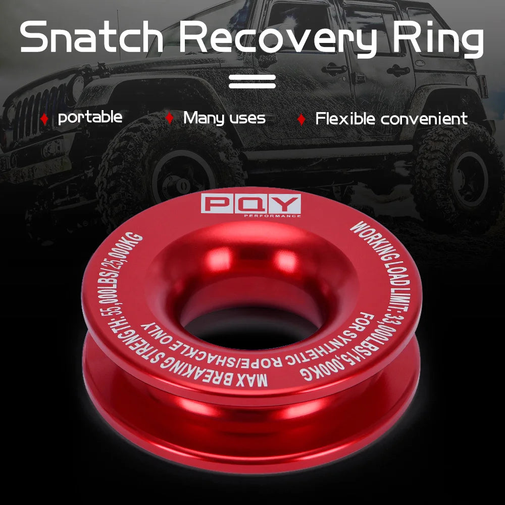 55000lbs Winch Rope Synthetic Soft Shackle or Recovery Ring Set Rugged Shackles W/ Protective Sleeve for Truck Vehicle Recovery