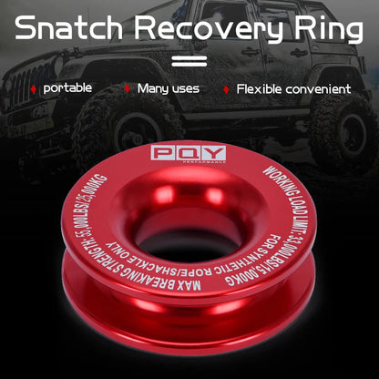 55000lbs Winch Rope Synthetic Soft Shackle or Recovery Ring Set Rugged Shackles W/ Protective Sleeve for Truck Vehicle Recovery