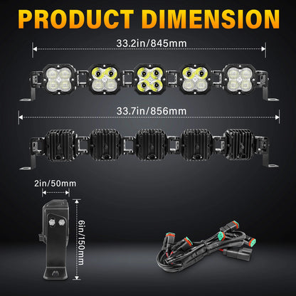 20-52 Inch 30W Cube LED Pod Light Spot Flood Combo Beam Work Lights,5500K Car Off-Road Driving Lamp for ATV,UTV,Truck,Motorcycle