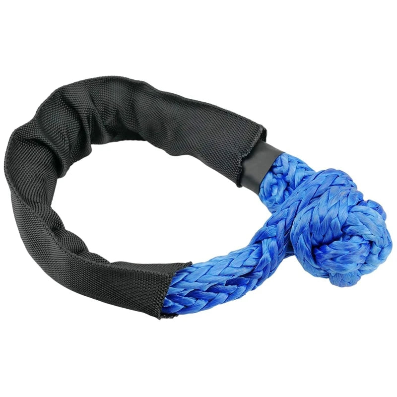 55000lbs Winch Rope Synthetic Soft Shackle or Recovery Ring Set Rugged Shackles W/ Protective Sleeve for Truck Vehicle Recovery
