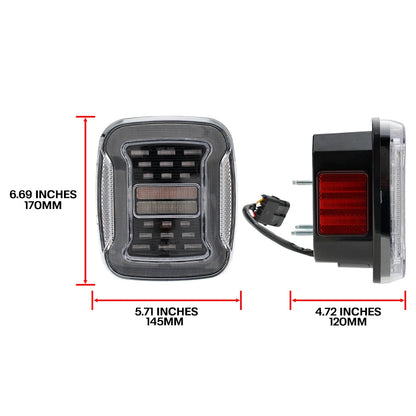 TJ YJ Taillights Replacement For Jeep Wrangler 1987-2006 LED Square Dynamic Amber Turn Signal/Tail Running/Brake/Backup Lights