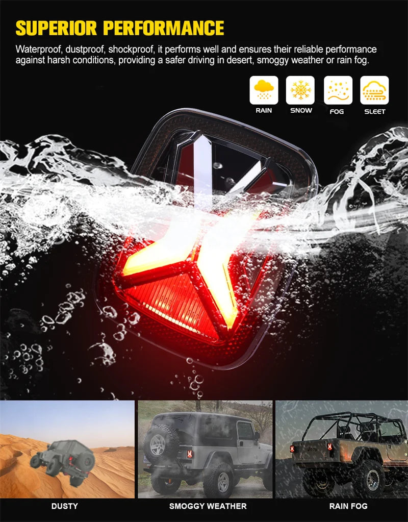 DOT E-mark Approved Car Light Assembly Led Tail Lamp For Jeep Wrangler CJ TJ YJ Smoked Brake Reverse light Daytime Running Light