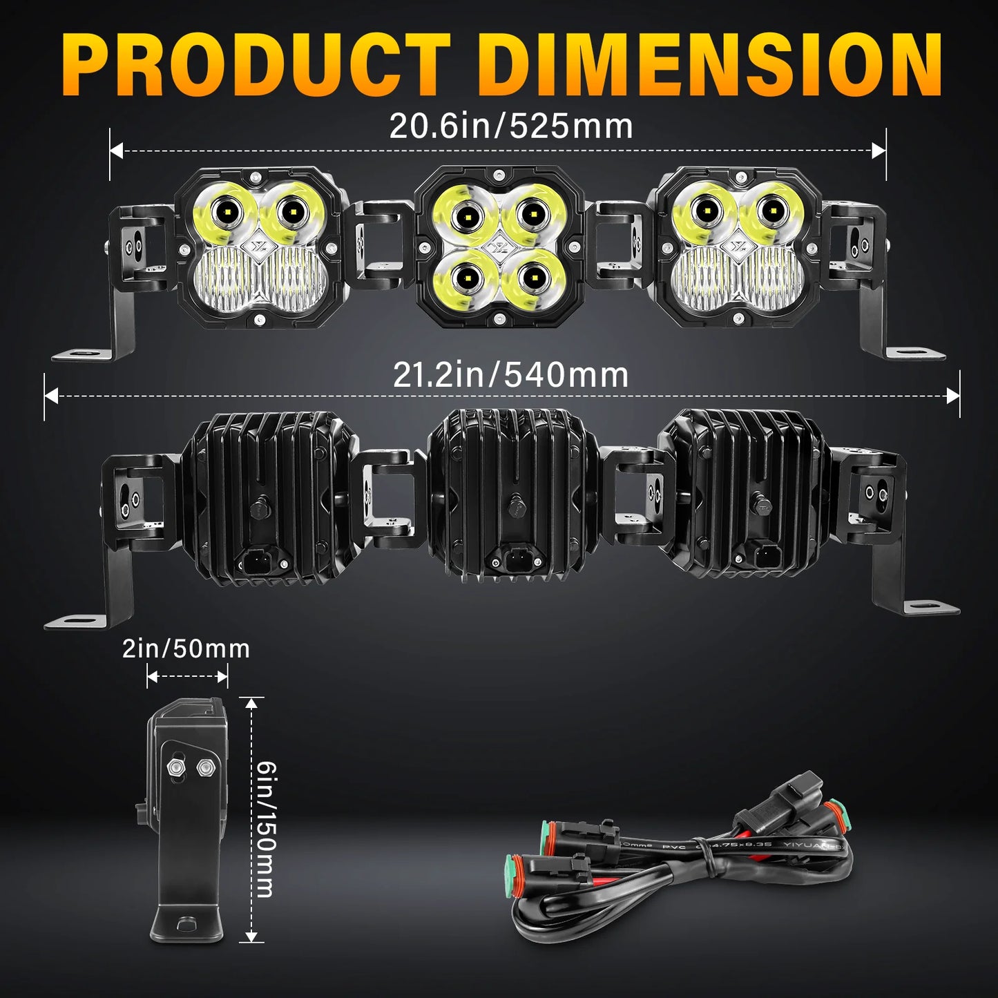 20-52 Inch 30W Cube LED Pod Light Spot Flood Combo Beam Work Lights,5500K Car Off-Road Driving Lamp for ATV,UTV,Truck,Motorcycle