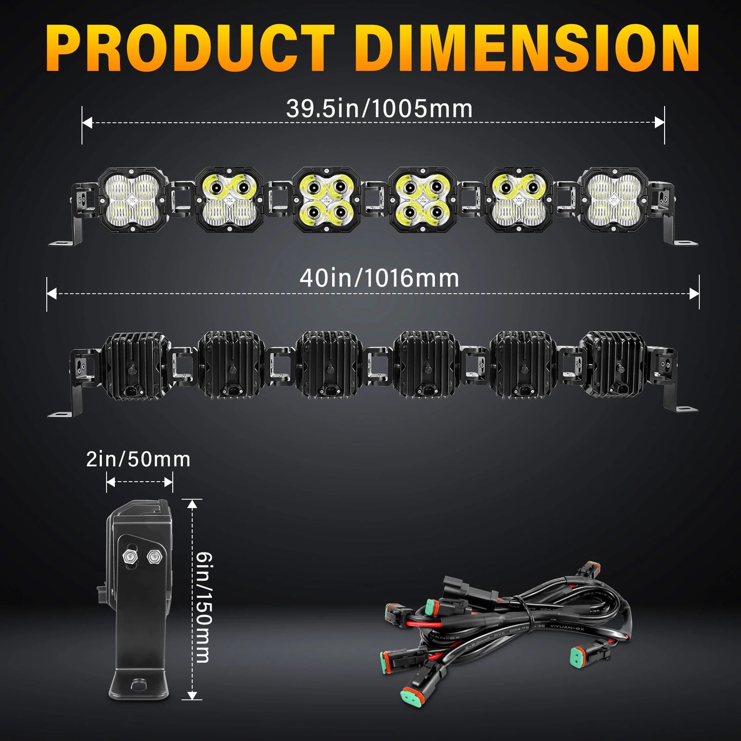 20-52 Inch 30W Cube LED Pod Light Spot Flood Combo Beam Work Lights,5500K Car Off-Road Driving Lamp for ATV,UTV,Truck,Motorcycle