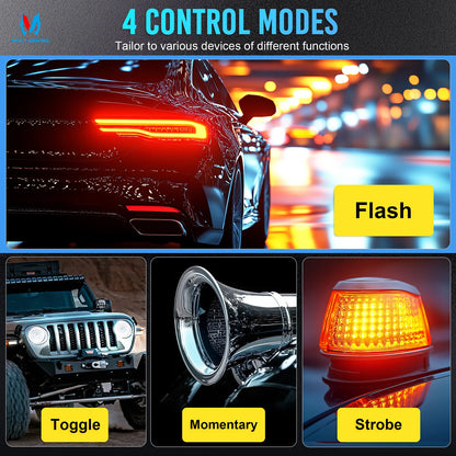 MICTUNING Wireless 6 Gang Switch Panel, with 2 Light Memory Function, 80A Circuit Control Relay Switch Box for 12V Truck SUV UTV