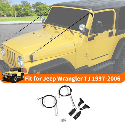 SHINEKA Car Hood Obstacle Eliminate Rope Branch Brush Line Limb Riser Kit for Jeep Wrangler TJ 1997-2006 Accessories