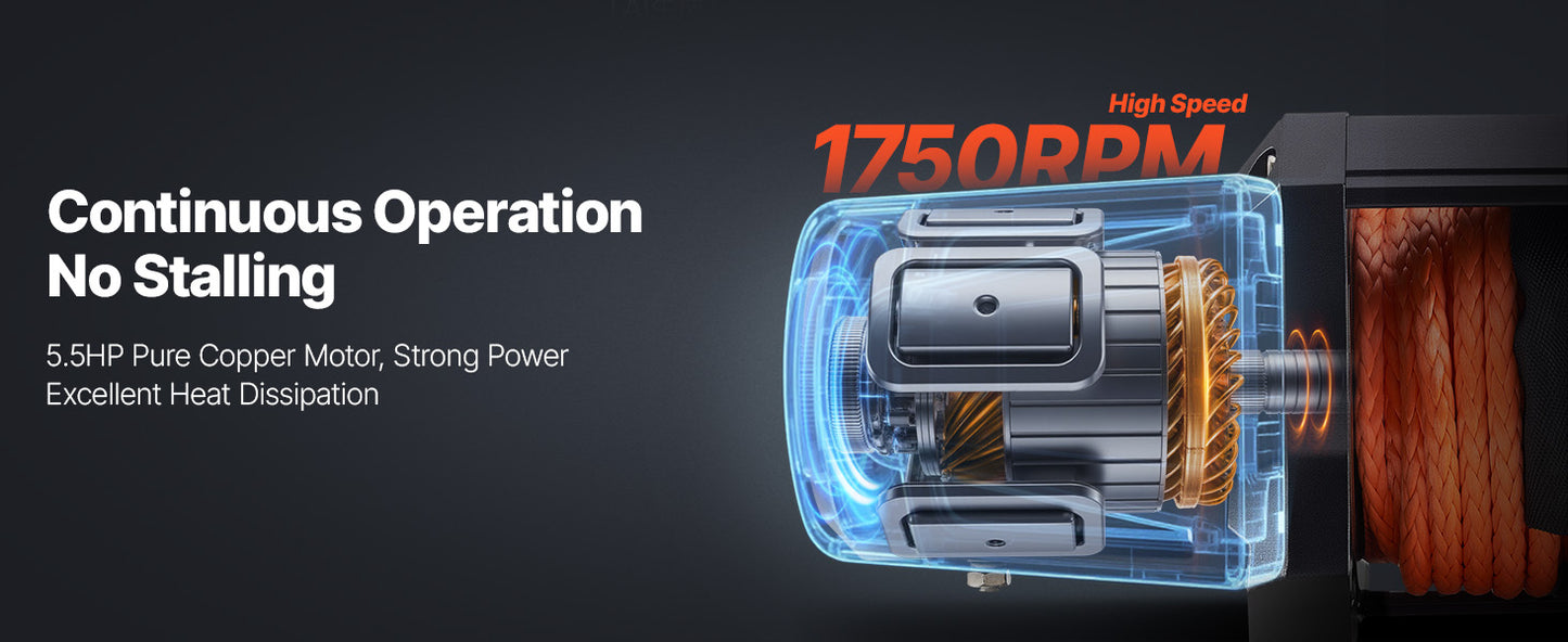 SucceBuy 10000/12000/13500 lbs Electric Winch 12V DC Truck Car Winch with 90 ft Synthetic Rope for Towing Off-Road SUV Jeep