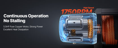 SucceBuy 10000/12000/13500 lbs Electric Winch 12V DC Truck Car Winch with 90 ft Synthetic Rope for Towing Off-Road SUV Jeep