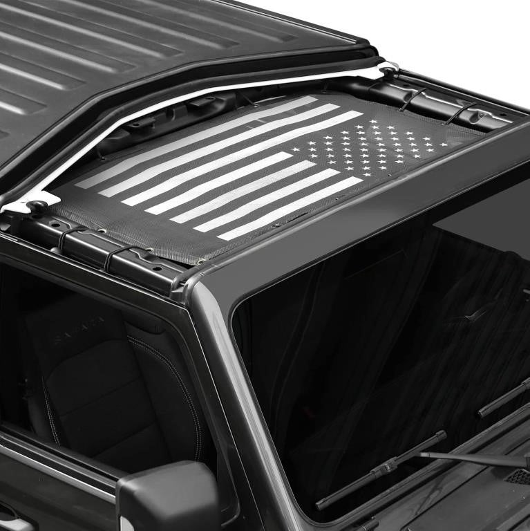 Jeep JL Sunshade Mesh Top - JeCar Mesh Top Sun Shade JL Front Sunshade UV Protection for 2018-2023 Jeep Wrangler JL