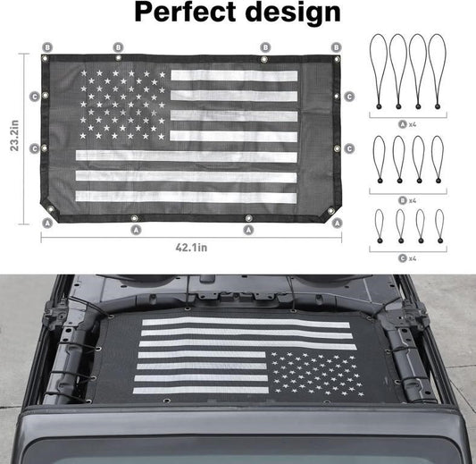 Jeep JL Sunshade Mesh Top - JeCar Mesh Top Sun Shade JL Front Sunshade UV Protection for 2018-2023 Jeep Wrangler JL